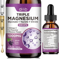 Liquid Magnesium Glycinate Supplement 1000mg, Calm Magnesium Citrate, Taurate Drops with Omega 3, Zinc, Ashwagandha, L-Theanine, Chamomile for Sleep, Mood, Stress Relief, Bone, Muscle, Grape Flavor