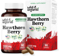Wild & Organic Hawthorn Berry Capsules 1200 mg - Overall Support - Hawthorne Berry Supplement - Crataegus Monogyna Fruit Powder - 45 Days of Supply - Vegan, No Fillers, Non-GMO - 90 Count