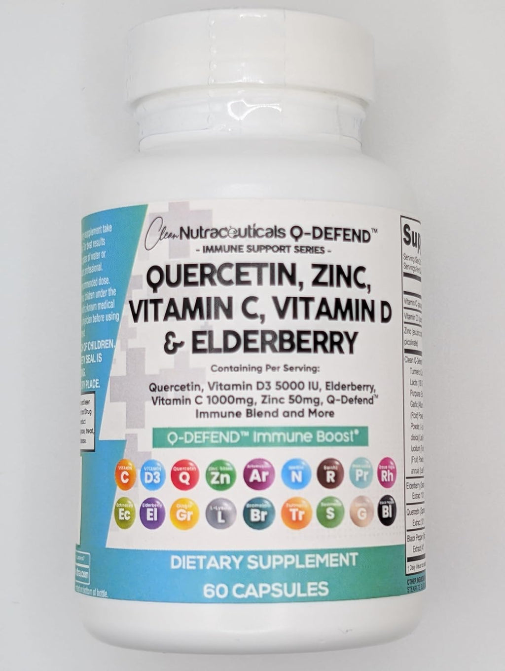 Clean Nutraceuticals Quercetin Zinc Vitamin C Vitamin D Bromelain Elderberry - Lung Immune Support Supplement Adults with Artemisinin, Sea Moss, Echinacea, Allergy Relief (60 Count (Pack of 2))