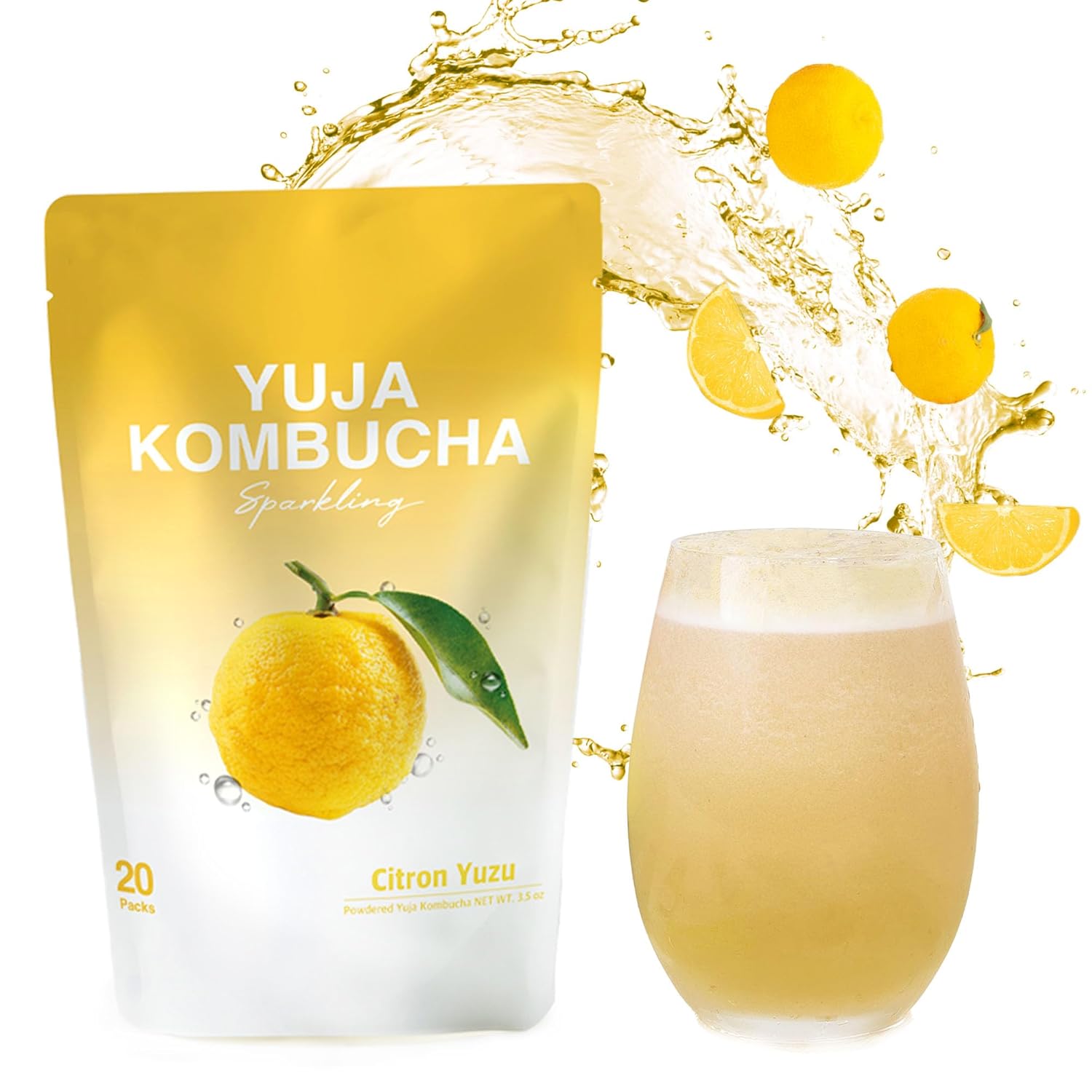DALAMHARI Kombucha Powder | Citron Yuzu 20T | Kombucha Drink Probiotic Soda Urban Remedy Kombucha Synergy Scoby Kombucha Starter Kit Adaptogen Drink Health Ade Kombucha Tea Bubbly