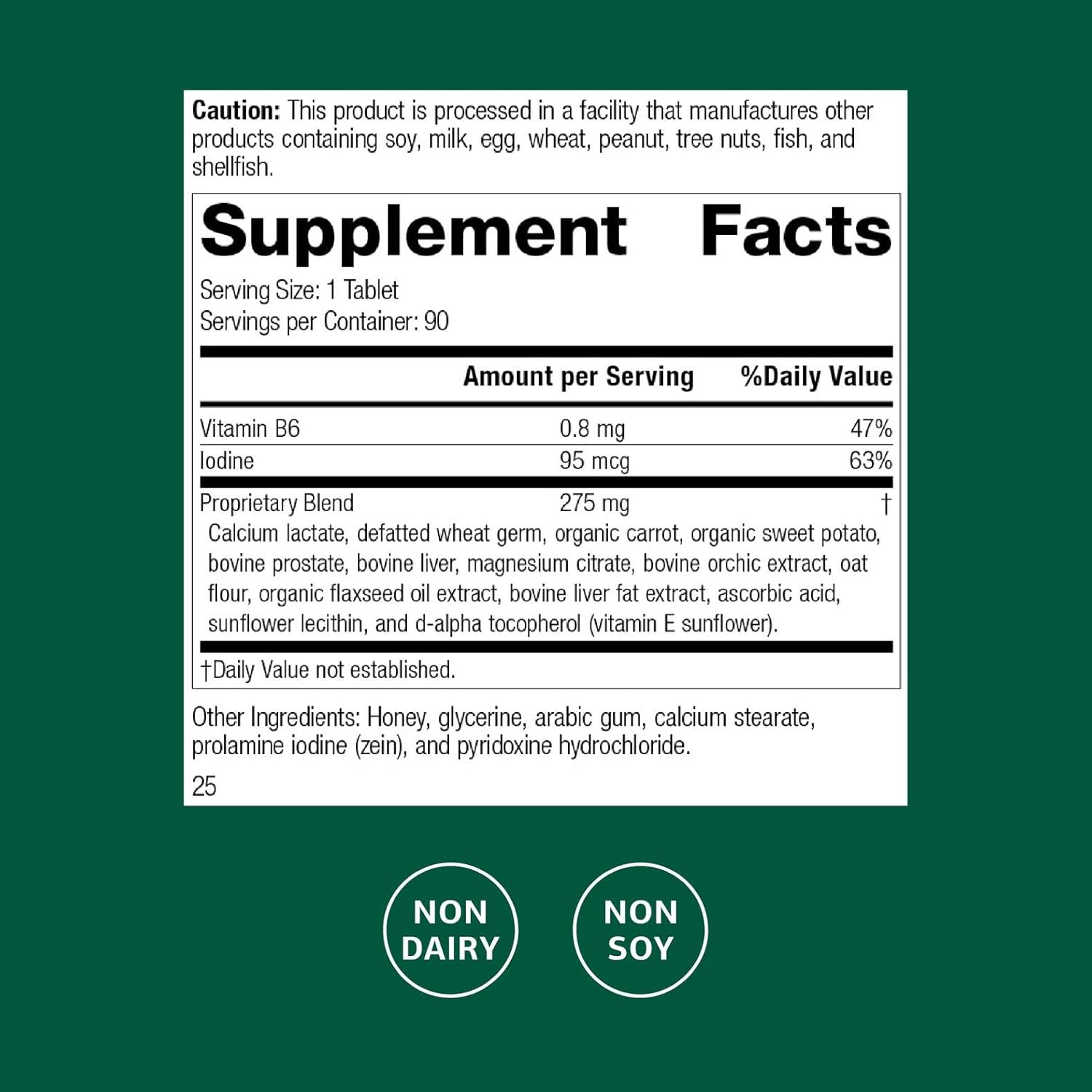 Standard Process Inc. Cataplex F - Whole Food Supplement, Thyroid Support, Metabolism, Skin Health, and Hair Health with Vitamin B6, Iodine, Flaxseed Oil - 90 Tablets