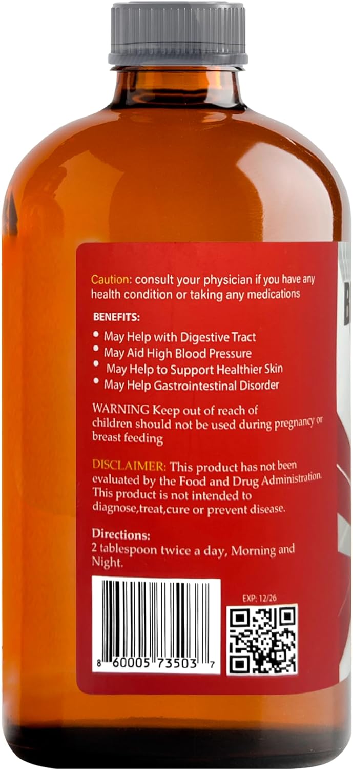 Black Seed Bitters | Herbal Wellness Tonic | Traditional Detox & Digestive Support Drink, 32 oz
