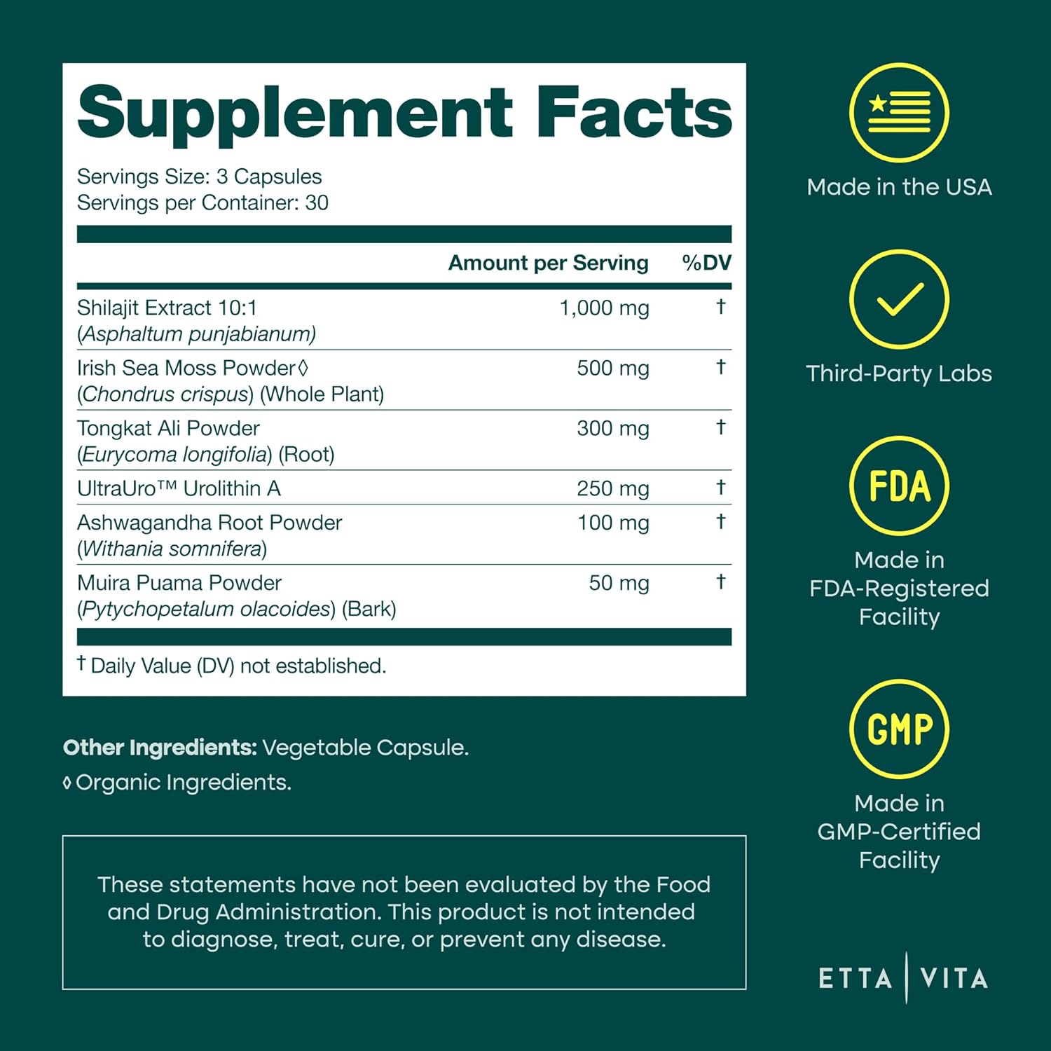 Anti-Aging Urolithin-A Complex with Shilajit, Organic Sea Moss, Ashwagandha, Tongkat Ali - Cellular Energy, Focus, Vitality, Hormonal & Mitochondria Support - Vegan Longevity Supplement (90 Capsules)