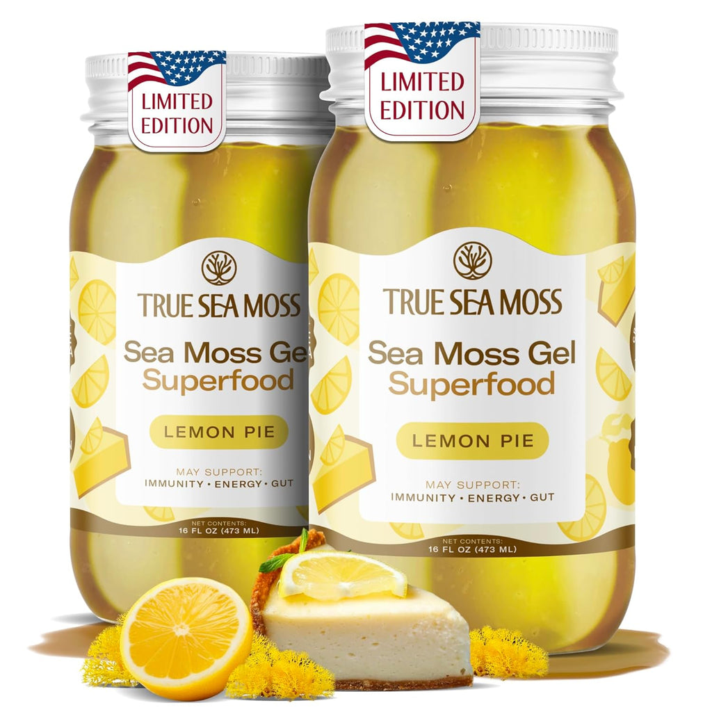 TrueSeaMoss Sea Moss Gel – Made in USA – Wildcrafted Seamoss, Fresh Fruits & Sea Vegetables – Lemon Pie, Pack of 1 (Labels May Vary)