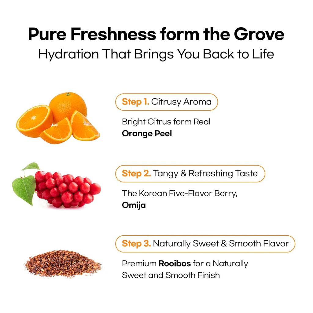 Odada Sweet Orange Tea - Rooibos, Orange Peel & Schisandra Berry Blend, Bright Citrus Hydration & Natural Antioxidant K-Wellness Drink, Caffeine-Free, Zero Sugar, 24 Tea Bags