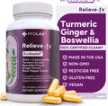 Relieve-fx™ DLPA Boswellia Turmeric and Ginger Supplement for Mood, Detox, Digestion, Inflammation & Joint Support, Gingerols, Boswellic Acid, Curcumin with Black Pepper, Clean Certified® 180 Count