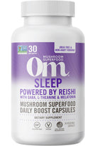 OM MUSHROOM SUPERFOOD Sleep Mushroom Capsules Superfood Supplement, 90 Count, 30 Days, Reishi, GABA, L-Theanine, Melatonin for Rest & Sleep Quality Superfood Supplement
