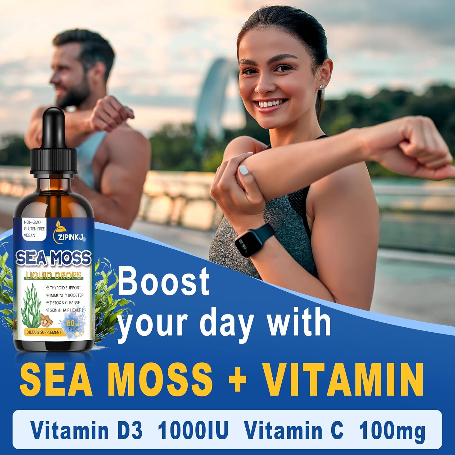 Sea Moss Drops, Irish Liquid Sea Moss Gel Supplement with Black Seed Oil, Shilajit, Elderberry, Burdock Root, Spirulina, Bladderwrack for Digestion Health, Non-GMO, 2 Fl Oz
