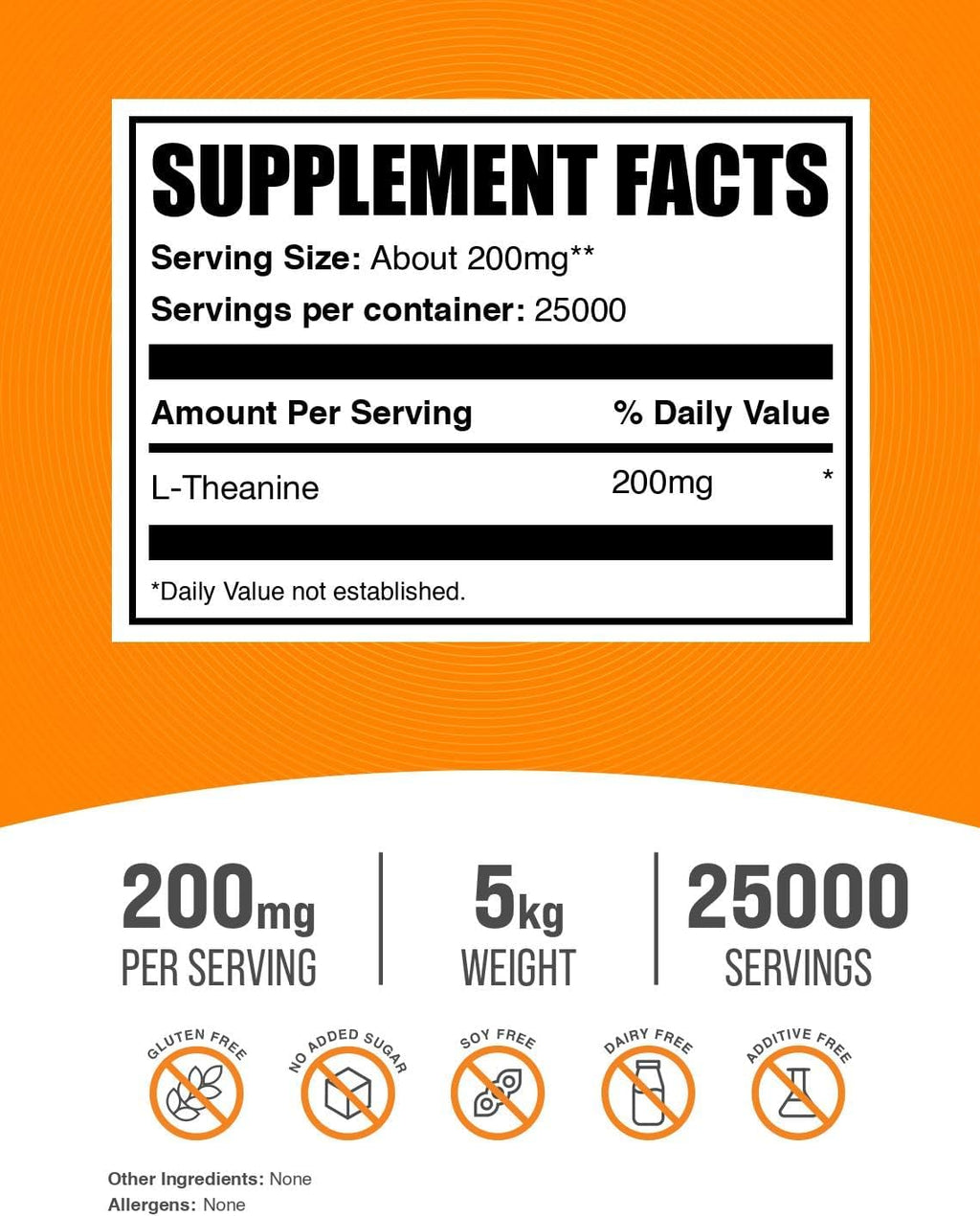 BulkSupplements.com L-Theanine Powder - L-Theanine Supplement, L-Theanine 200mg - Amino Amino Supplement, Pure & Gluten Free, 200mg per Serving, 5kg (11 lbs) (Pack of 5)