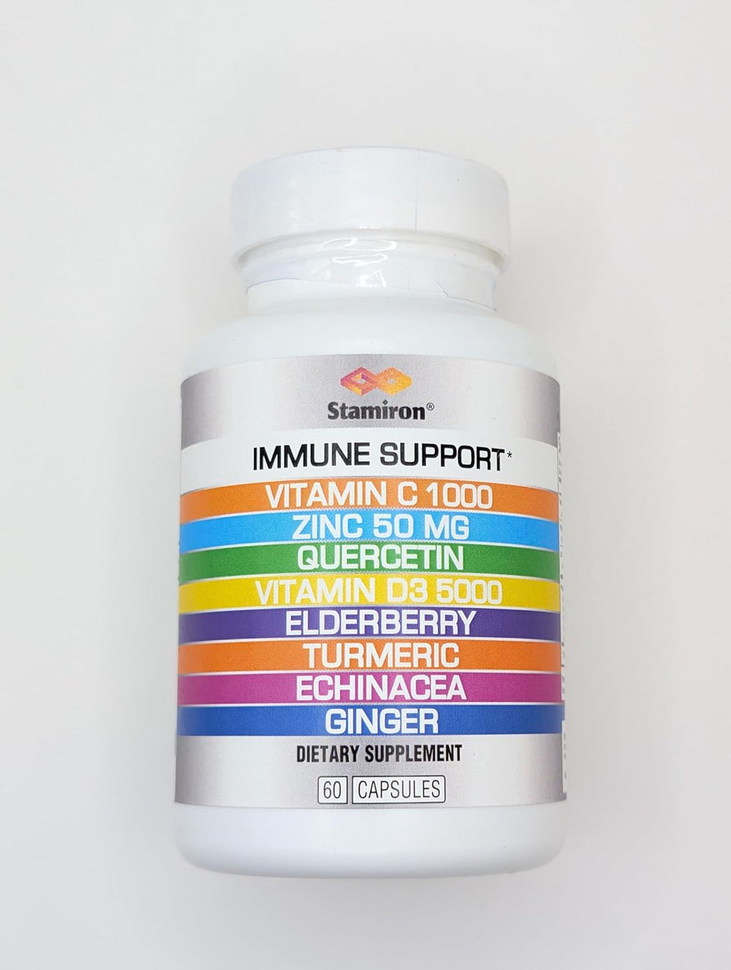 8 in 1 Immune Support with Quercetin Zinc 50mg Vitamin C 1000mg Vitamin D3 5000 IU and Elderberry Echinacea Ginger for Adults Kids - VIT D Supplement Veg Capsules