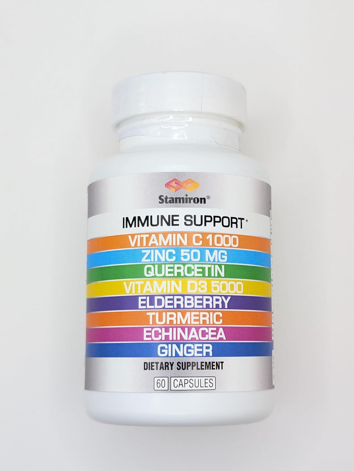 8 in 1 Immune Support with Quercetin Zinc 50mg Vitamin C 1000mg Vitamin D3 5000 IU and Elderberry Echinacea Ginger for Adults Kids - VIT D Supplement Veg Capsules