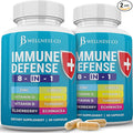 Immune Support 8 in 1 Capsules - Zinc Supplement, Vitamin D3, Vitamin C and Elderberry - Immune Booster with Echinacea, Ginger Root, and Turmeric - [2-Pack]