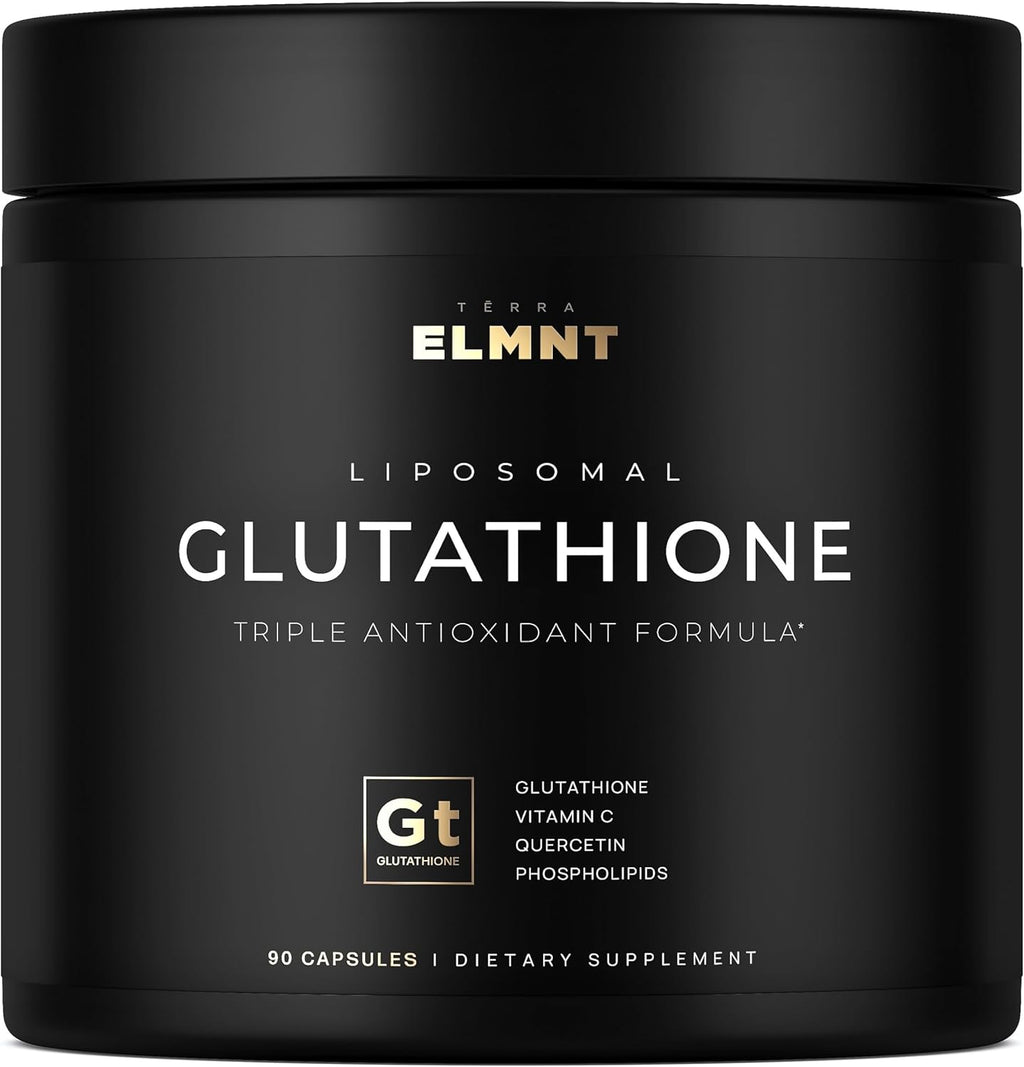 ELMNT 2150mg Super Liposomal Glutathione Supplement w. Vitamin C, Quercetin & Pure L Glutathione 2000mg Triple Action Formula Glutathione Liposomal Supplement w. Phospholipid Layer - 90 Pills, Non-GMO