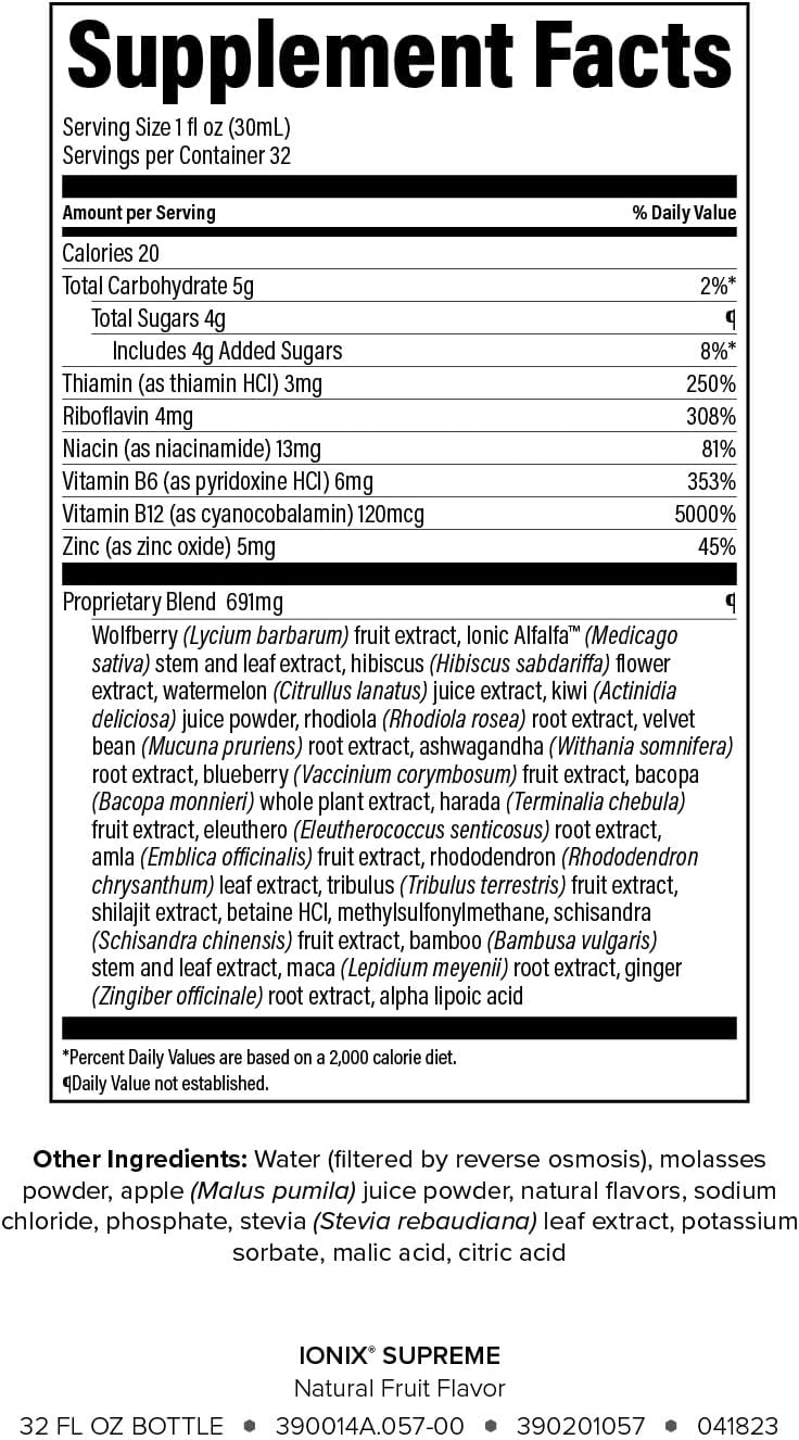 Isagenix Ionix Supreme - Drink with Niacin, Vitamin B12, Vitamin B6 and Riboflavin to Help Fight Stress - 32-Ounce Bottle (Natural Fruit Flavor)