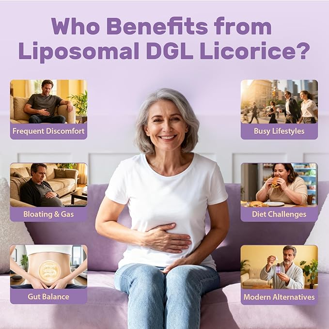 Liposomal DGL Licorice Root Extract - Deglycyrrhizinated Licorice with L-Glutamine, Marshmallow, Clove, and Slippery Elm - Digestive, Stomach Lining, Elimination, Max Absorption, 120 Servings