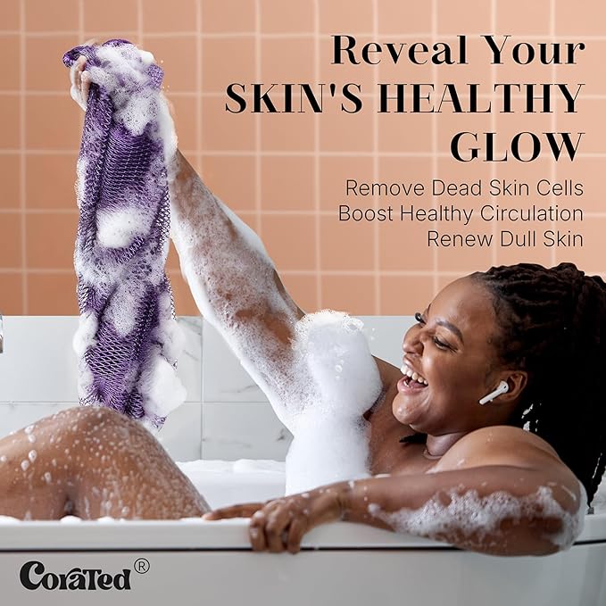 CORATED African Net Sponge Authentic with Knots, Shower Loofah Exfoliating Bath Sponge, Body Scrubber for Women and Men Daily Use Body Care, Travel Portable Bath Accessories Spa Gifts