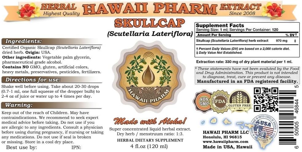 Skullcap (Scutellaria lateriflora) Liquid Extract 2x2 fl.oz