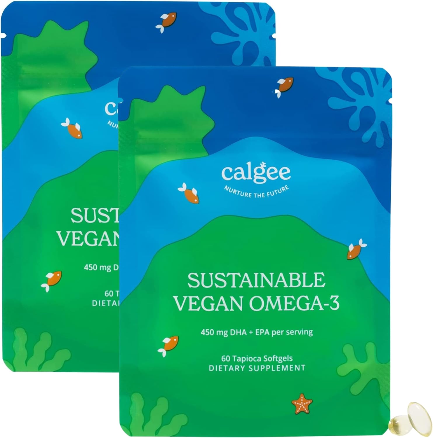 Vegan Omega 3-450mg DHA & EPA Fatty Acids - Sustainable Algae Oil - Plant-Based Fish Oil Alternative - Carrageenan-Free Softgels (120 Ct)