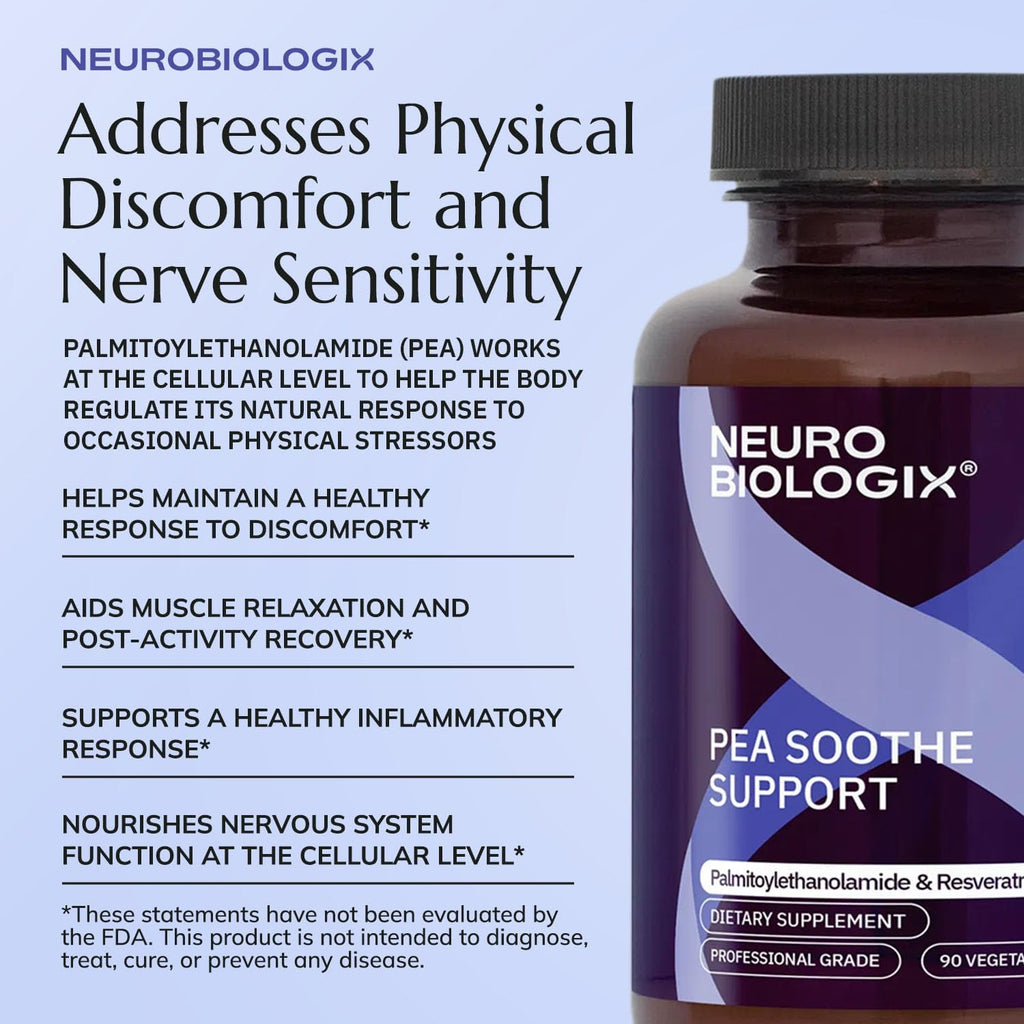 Neuro biologix Pea Soothe Support for Men and Women, Pea & Resveratrol Formula for Comfort, Mobility, Nerve Health & Muscle Recovery, Gluten Free, Non GMO, Vegan Capsules, 90 Count