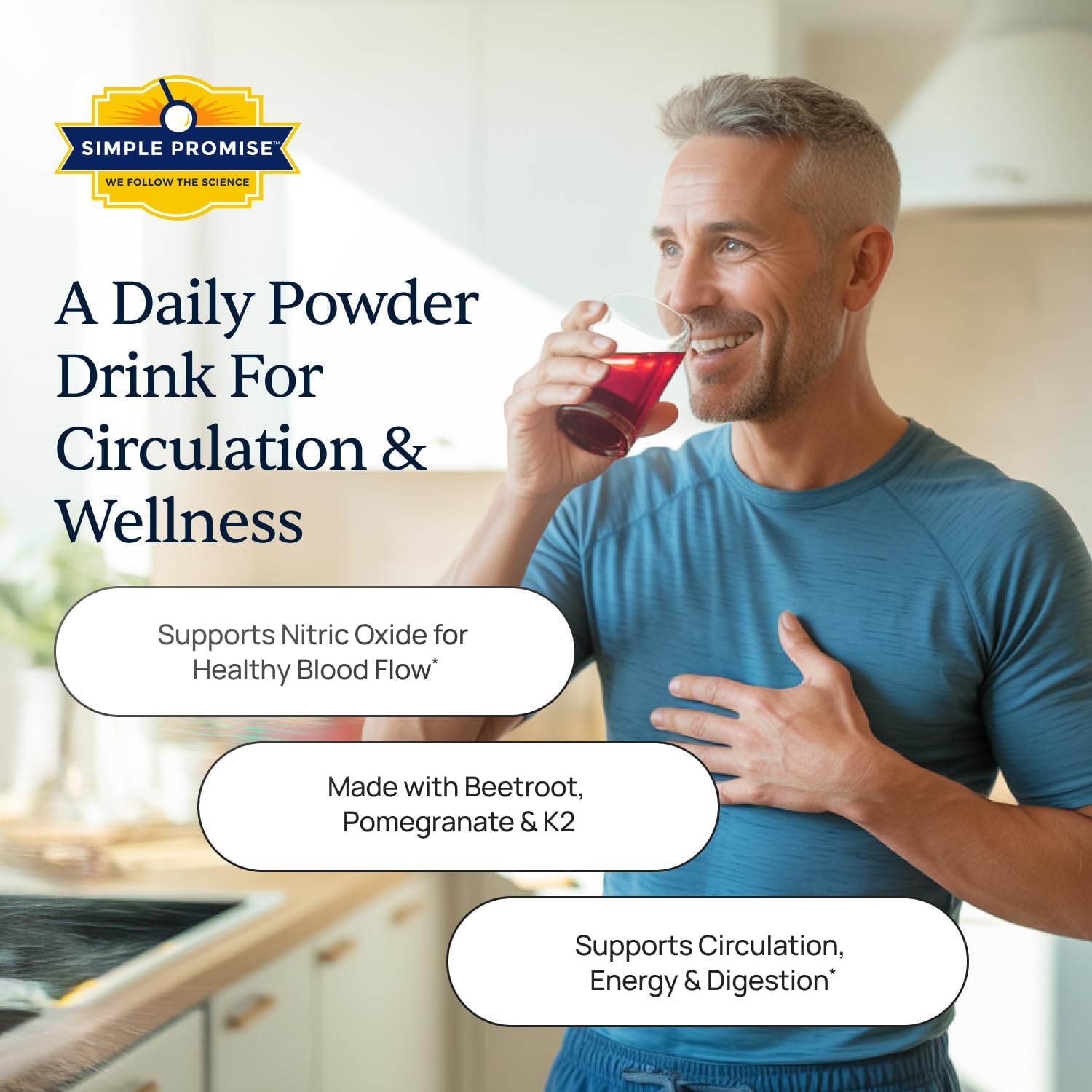 VenoPlus 8 - Beet Root Powder Nitric Oxide Booster Supplement for Men & Women - Supports Healthy Blood Flow for Heart & Energy - Pomegranate, Vitamin K2, Antioxidants & Prebiotic Fiber - 30 Servings