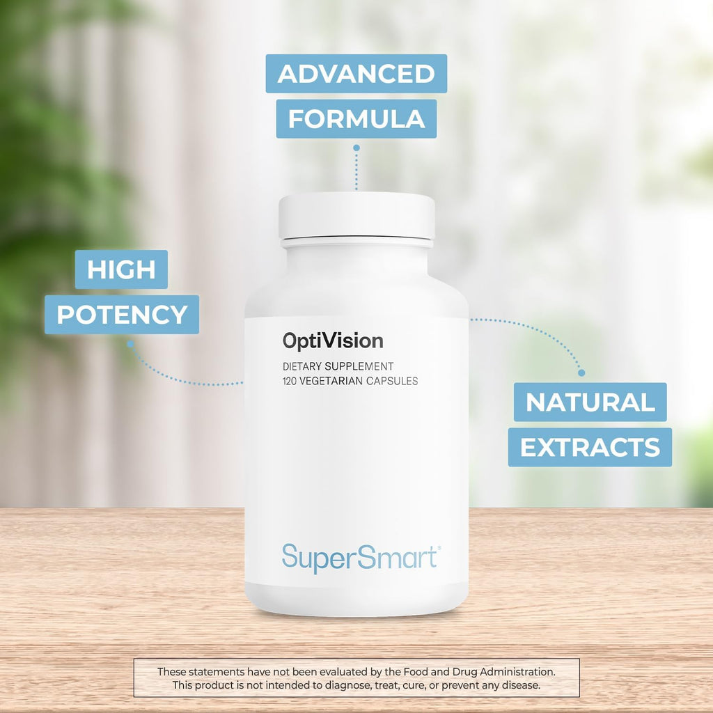Supersmart - OptiVision (Advanced Formula) - with Bilberry Extract, Black Currant, Lutein, Zeaxanthin, Astaxanthin - Eyes Supplement | Non-GMO & Gluten Free - 120 Vegetarian Capsules