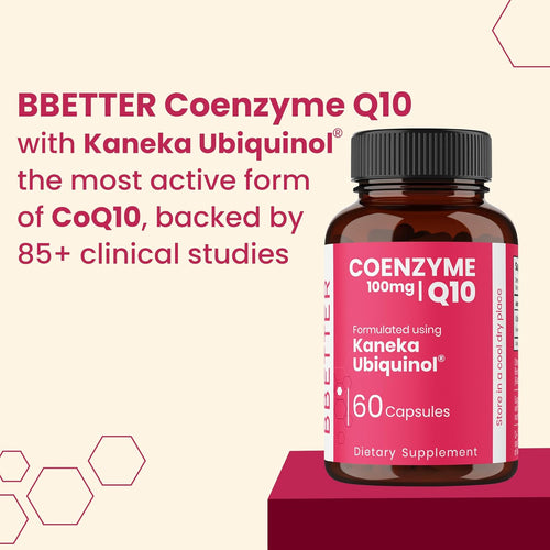 BBETTER Coenzyme Q10 – 100 mg with Kaneka Ubiquinol, Active Form of CoQ10 -Supports Cellular Health & Natural Energy Production- High-Absorption Formula - 120 Softgels