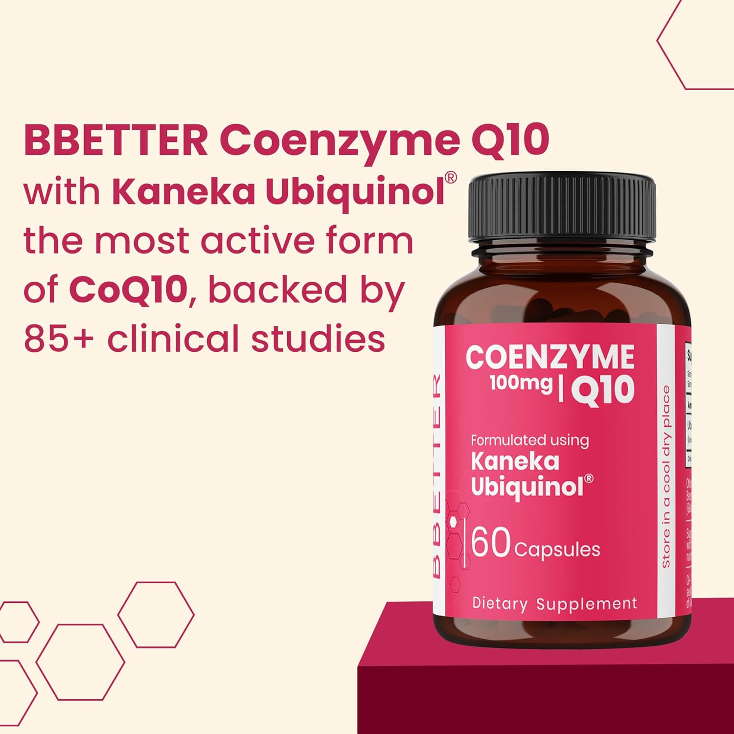 BBETTER Coenzyme Q10 – 100 mg with Kaneka Ubiquinol, Active Form of CoQ10 -Supports Cellular Health & Natural Energy Production- High-Absorption Formula - 60 Softgels