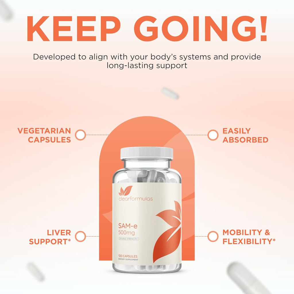 Bioactive SAM-e 500mg - High Strength SAM-e Supplement with Biologically Active S,S Form for Liver and Mood Support - Vegan Non-GMO Preservative Free - Made in The US (120 Servings)