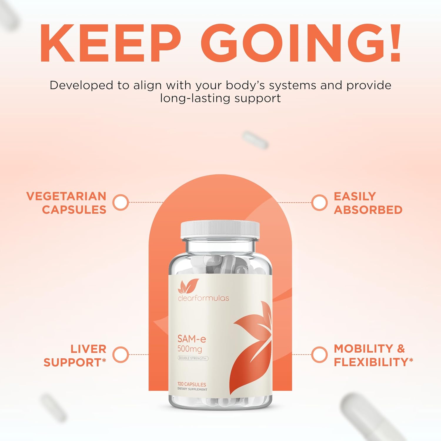 Bioactive SAM-e 500mg - High Strength SAM-e Supplement with Biologically Active S,S Form for Liver and Mood Support - Vegan Non-GMO Preservative Free - Made in The US (120 Servings)