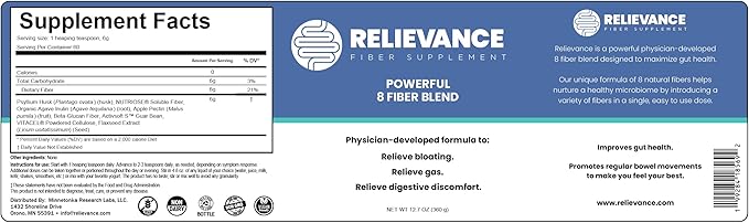 Fiber Supplement, Premium 8 Fiber Blend, Physician-Developed, Plant-Based, No Artificial Fillers or Sweeteners, Gluten-Free, Dairy-Free, 60 Servings, 2-Month Supply