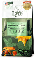 LYFE Organic Instant Mushroom Coffee – Lion’s Mane, Chaga, Cordyceps, Turkey Tail | USA Grown Adaptogenic Mushrooms for Better Energy, Focus, Gut Health, Immunity – 40 Servings