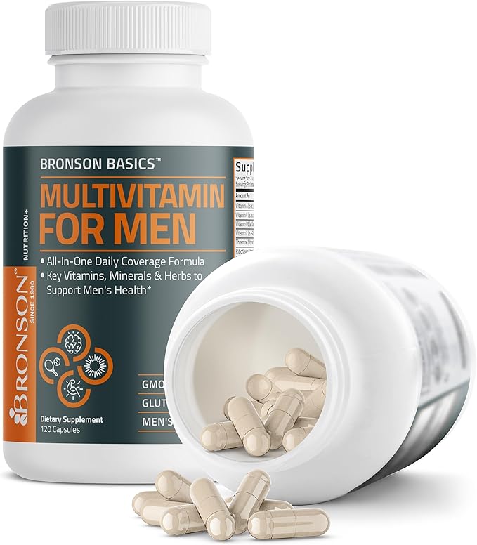 Bronson Multivitamin for Men All-in-One Daily Coverage Formula Key Vitamins, Minerals & Herbs to Support Men's Health, 120 Capsules