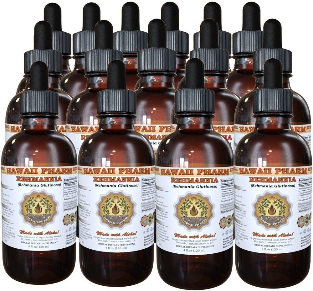 Rehmannia Liquid Extract, Organic Rehmannia (Rehmania Glutinosa) Tincture, Herbal Supplement, Hawaii Pharm, Made in USA, 15x4 fl.oz