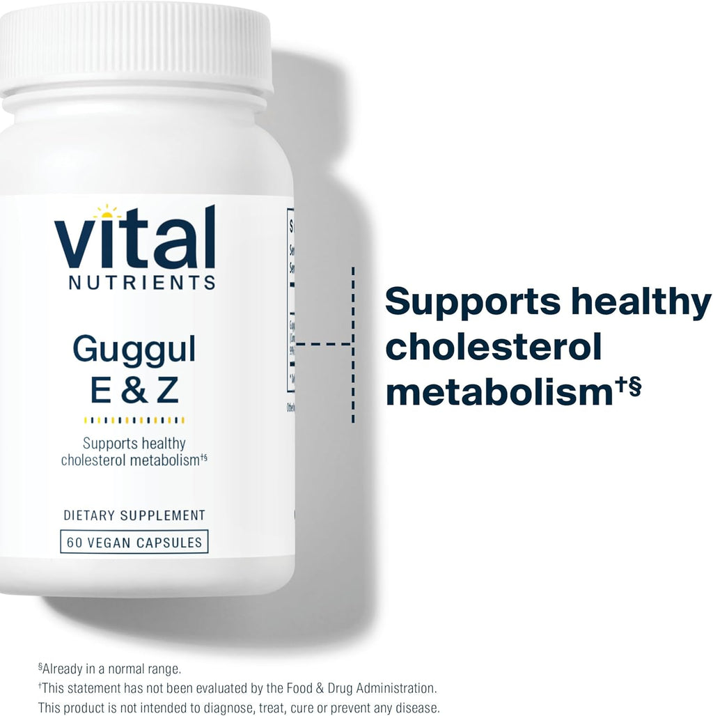 Vital Nutrients Guggul E & Z | Vegan Guggul Supplement | Cholesterol Supplement for Healthy LDL and Triglyceride Levels | Gluten, Dairy, Soy Free | Non-GMO | 60 Capsules
