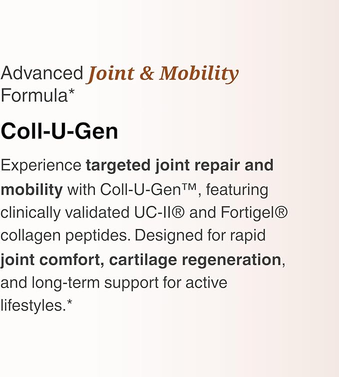 Utzy Naturals Coll-U-Gen | Joint Support Supplement | with Type II Undenatured Collagen (UC-II®) & Fortigel® | Unflavored Powder | 30 Servings
