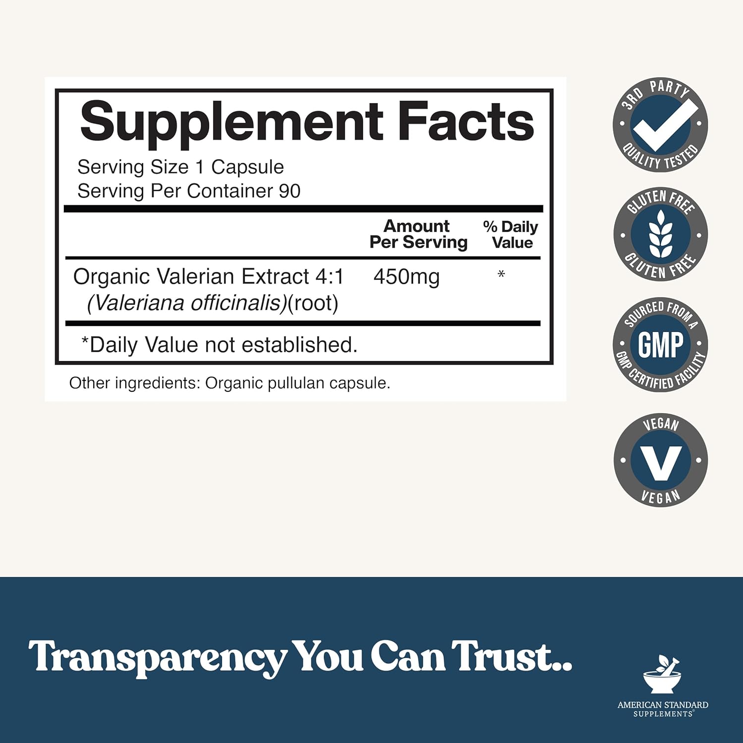 American Standard Supplements Organic Valerian – Vegan, Gluten Free, Non-GMO, 90 Capsules, 90 Servings (Pack of 2)