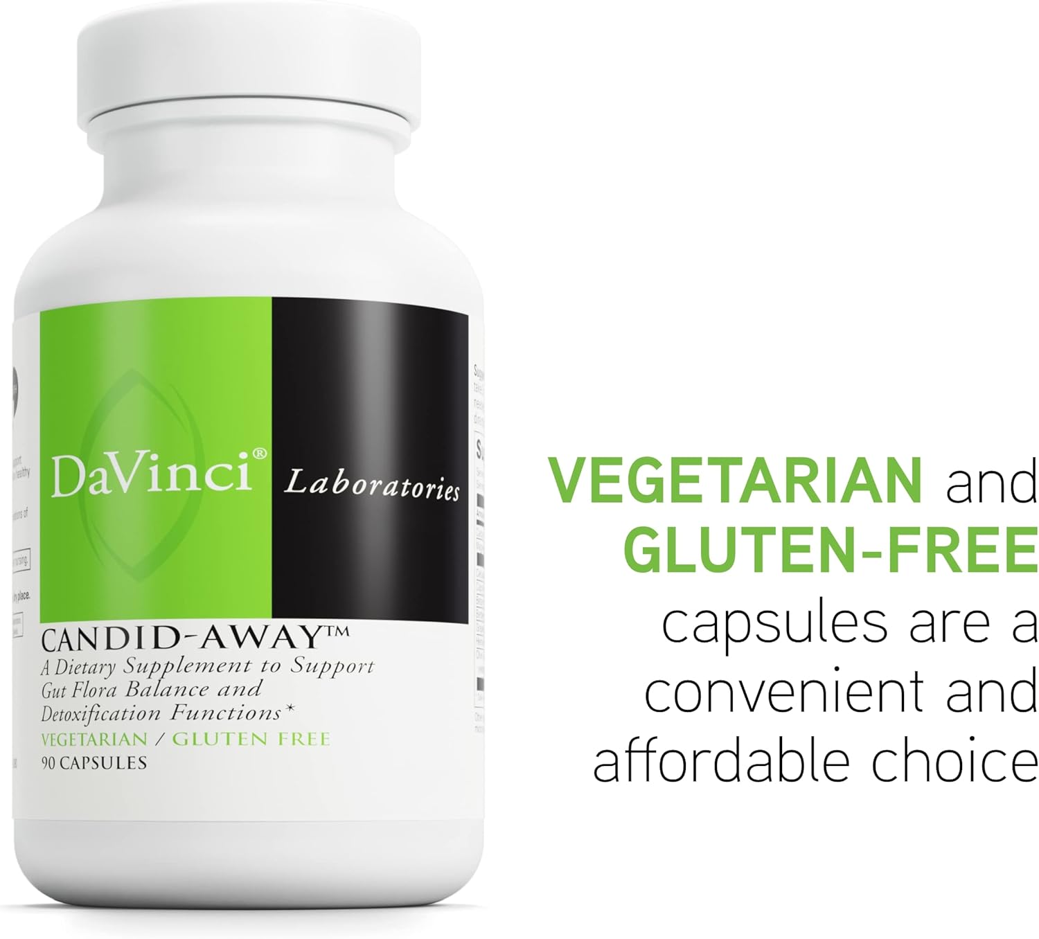 DAVINCI Labs Candid-Away - Digestive Gut Health Support, Immune System Support with Digestive Enzymes, Calcium, Magnesium & More* - 90 Vegetarian Capsules (30 Servings)