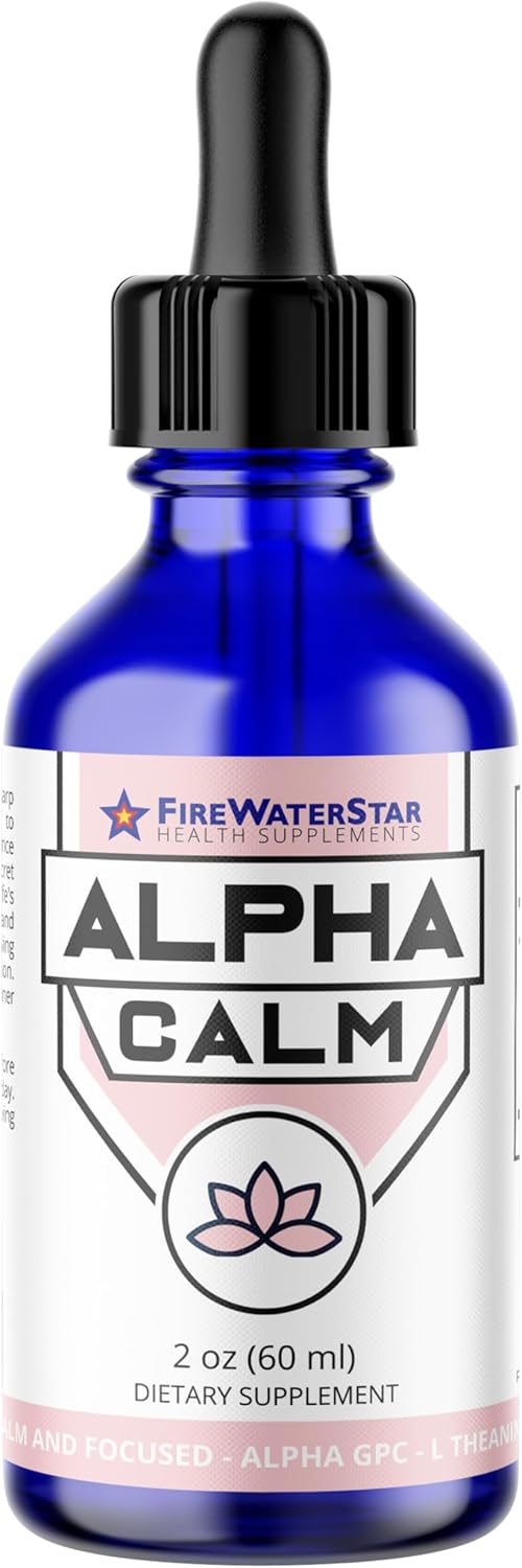 FWS Alpha GPC Calm Drops, Liquid Alpha GPC with L-Theanine, Organic, Non-GMO, Fast Acting Nootropic Brain Supplement for Memory Focus Calm, Supports Healthy Brain Function for Mental Clarity