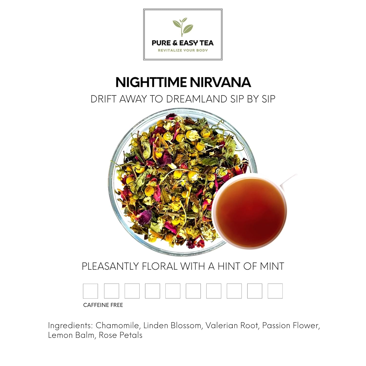 Pure And Easy Tea, Wellness Herbal Tea Bundle, Soothe & Nighttime Nirvana, 100% Natural Premium Handcrafted Tea Blends, Caffeine-Free, 35 Teabags, 125g/4.4oz