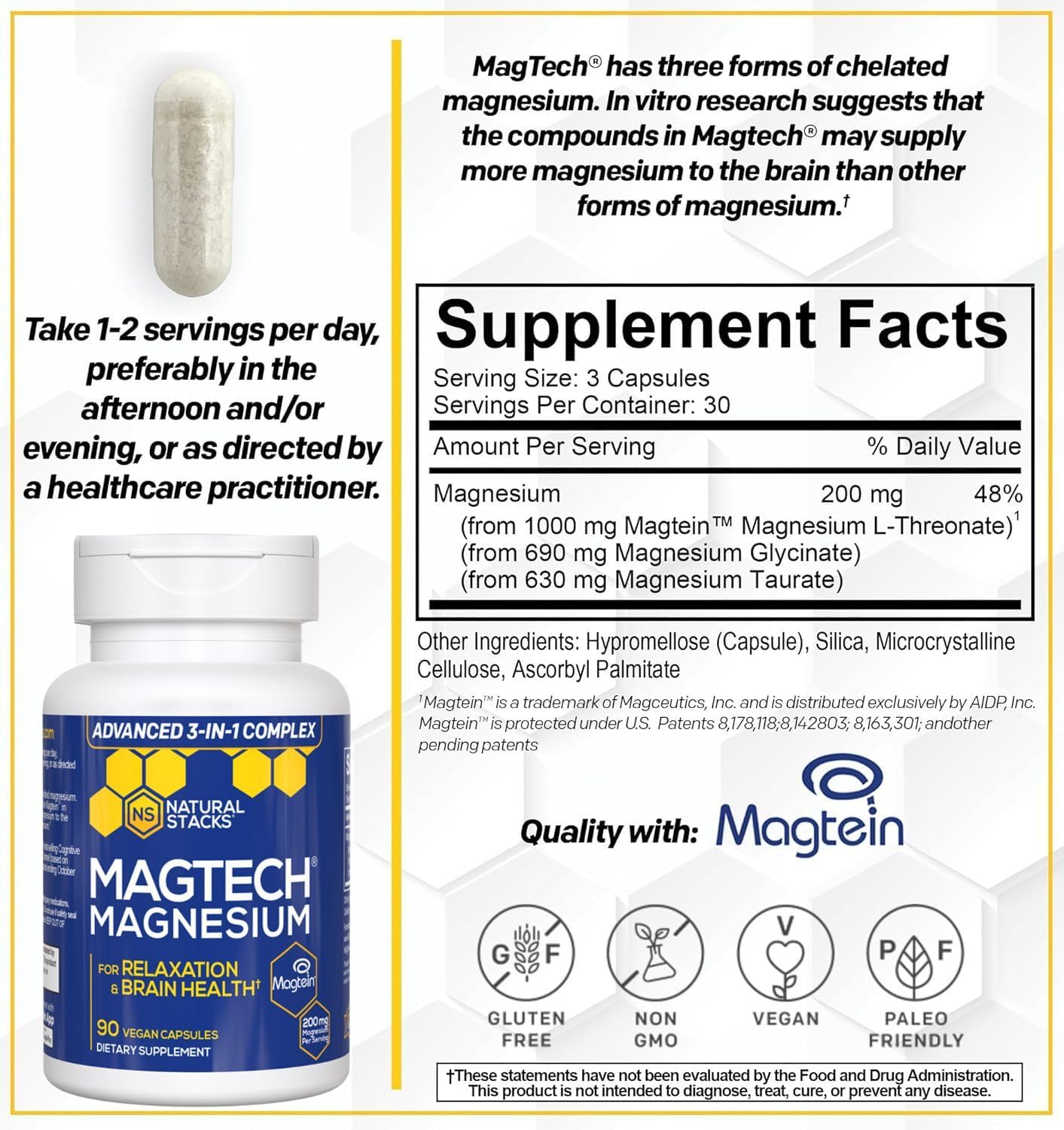 NATURAL STACKS MagTech Magnesium + NeuroFuel Nootropic Bundle - Supports Relaxation, Focus & Brain Health* - 165 Total Capsules