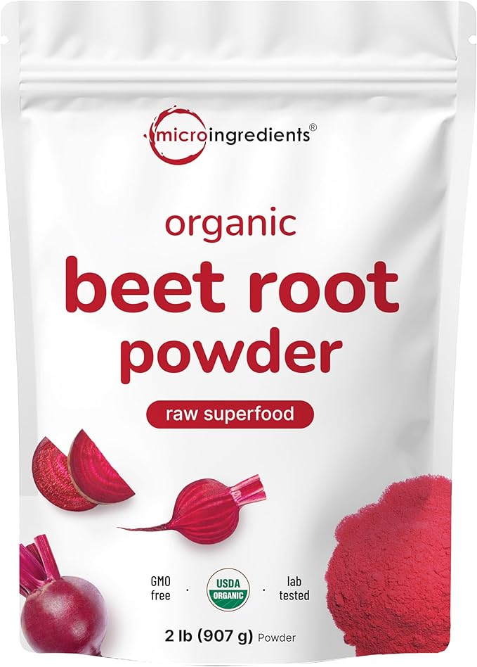 Micro Ingredients Organic Beet Root Powder, 2 Pounds | Cold Pressed, Water Soluble, High Concentrated Raw Beet Supplement | Superfood Drink Mix | Non-GMO, Vegan Friendly, Plant Based