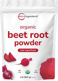 Micro Ingredients Organic Beet Root Powder, 2 Pounds | Cold Pressed, Water Soluble, High Concentrated Raw Beet Supplement | Superfood Drink Mix | Non-GMO, Vegan Friendly, Plant Based
