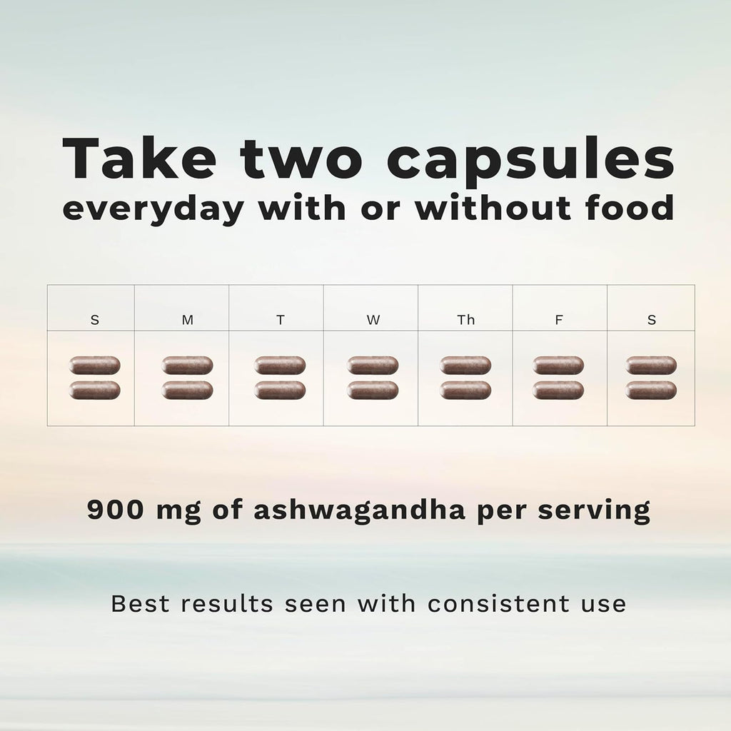 LifeSeasons Essentials Ashwagandha - Stress & Sleep Support Supplement - Calm & Focused Mind - Improves Athletic Performance & Brain Function - 900mg per 2 Capsules - 60 Capsules
