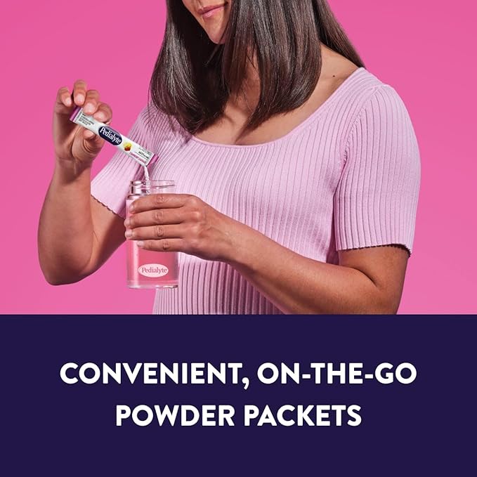 Pedialyte Electrolyte Powder, Hydration Drink for Kids & Adults, Strawberry Lemonade, 8 Powder Packets