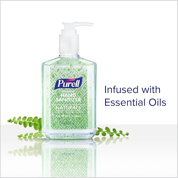 PURELL Advanced Hand Sanitizer Naturals with Plant Based Alcohol, Citrus Scent, 8 fl oz Pump Bottle (Pack of 4) - 9626-06-ECDECO