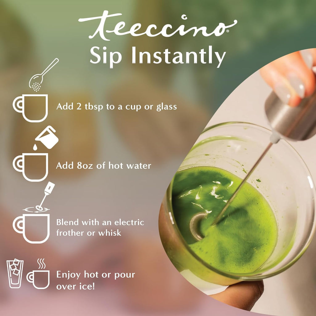 Miraculous Mushrooms Instant Matcha Latte by Teeccino – 12 servings - Organic Matcha Latte with MCT Oil and Adaptogenic Mushrooms - Lion’s Mane, Cordyceps & Tremella – Antioxidants, Low Caffeine, Prebiotic - 8.9 ounces