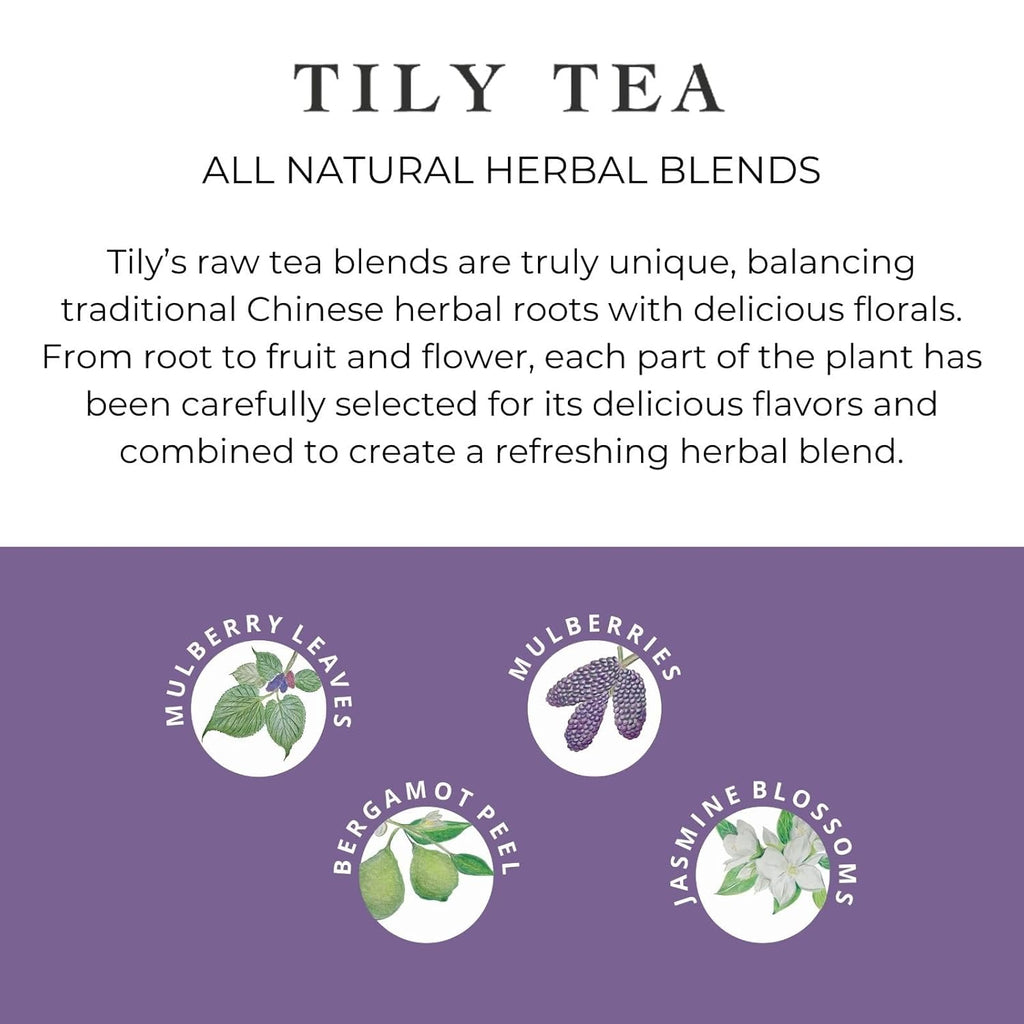 Tily Tea Perfect Pairing Herbal Tea - Mulberry Leaf Tea - Caffeine Free - 10 Plastic-Free Tea Bags