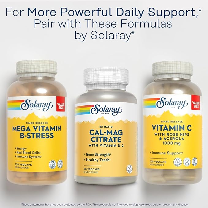 Solaray Calcium Magnesium Citrate 2:1 Ratio - Calcium Supplements for Women and Men w/Magnesium and Vitamin D 2 - Bone Health, Muscle and Nerve Support - Vegan, 60-Day Guarantee, 15 Serv, 90 VegCaps
