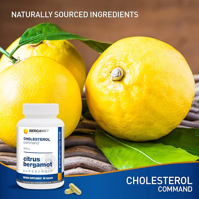 Cholesterol Command, Citrus Bergamot SuperFruit Supplement, 47% Bergamot Polyphenol Fraction (BPF) Patented Formula, Made in The USA, 3 Months, 270 Capsules - 3 Bottles