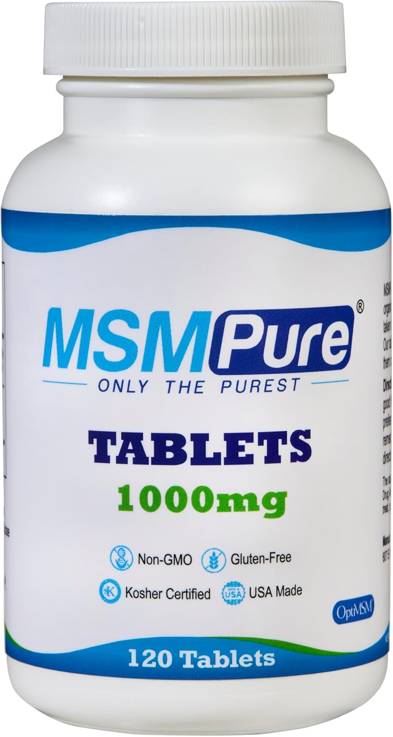 KALA HEALTH MSMPure MSM Tablets – 1,000 mg US-Made MSM per Tablet for Joint Health, Skin Appearance, Hair & Nail Support – Coated for Easy Swallowing, Tasteless – 120 Count